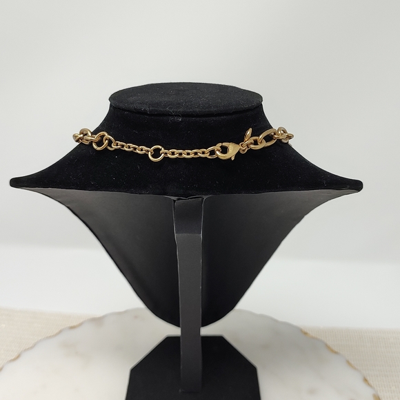 J. Crew chunky tortoiseshell print round chain link and gold tone chain necklace - Picture 3 of 11